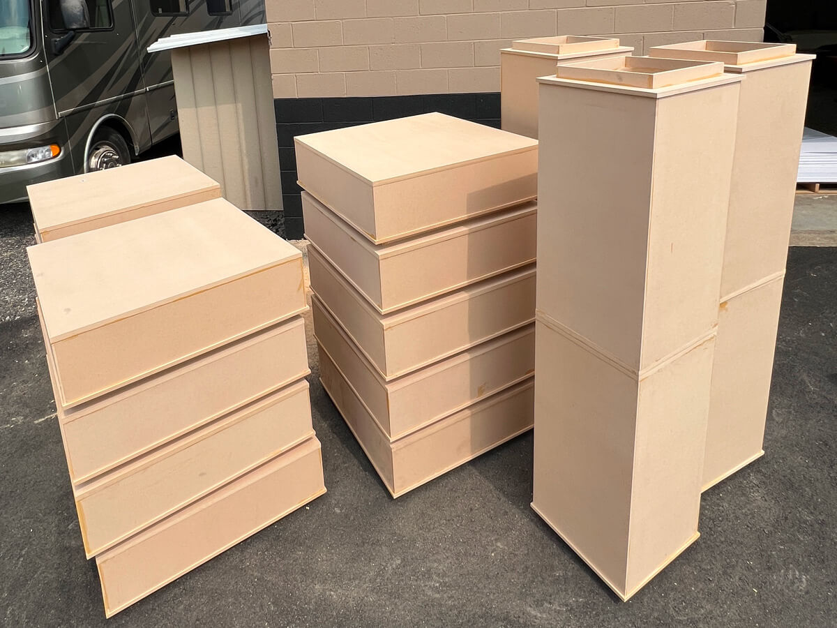 Custom pilnth plaforms stacked up