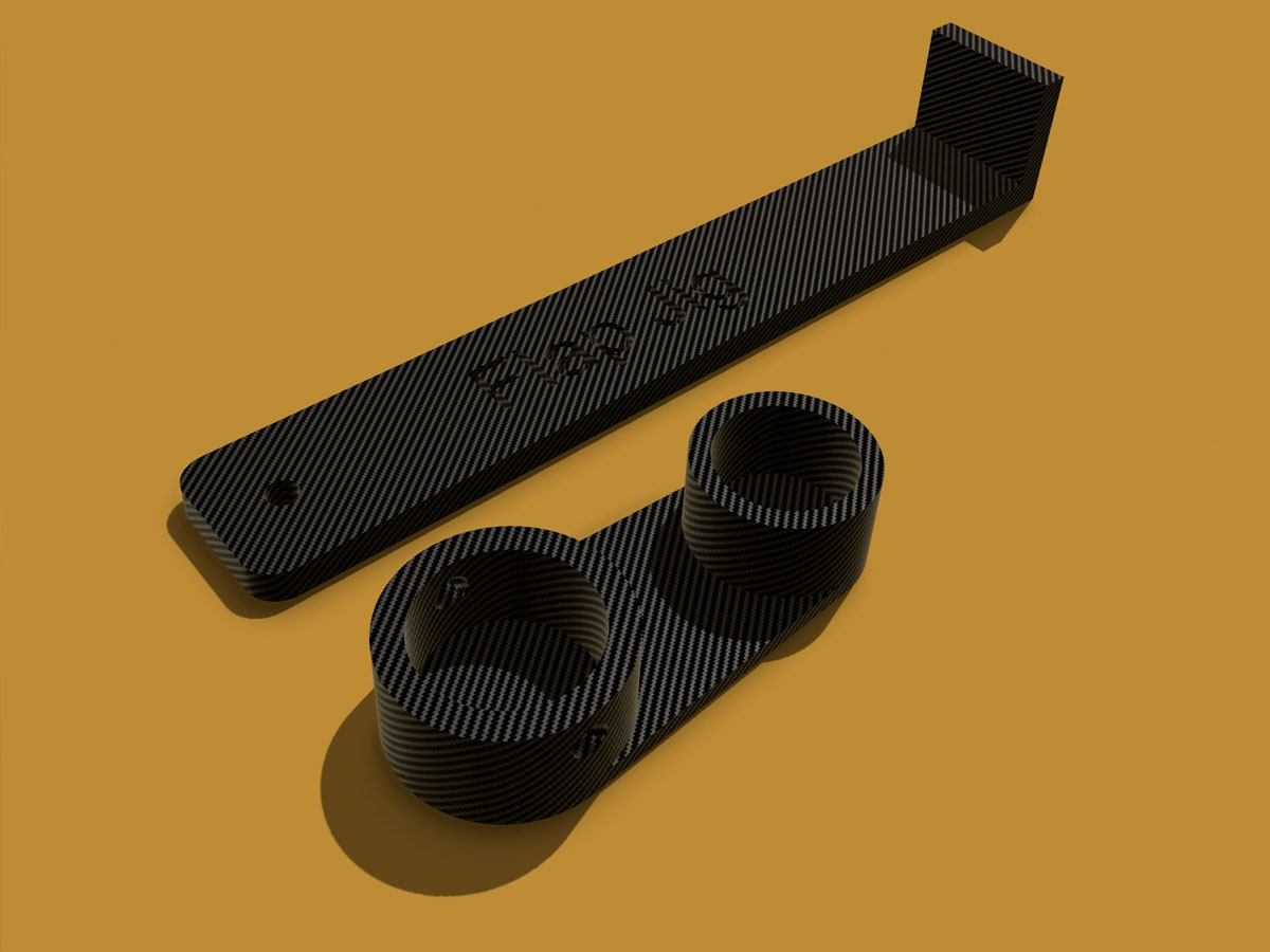 3d rendering of a custom drilling jig for scale model airplanes