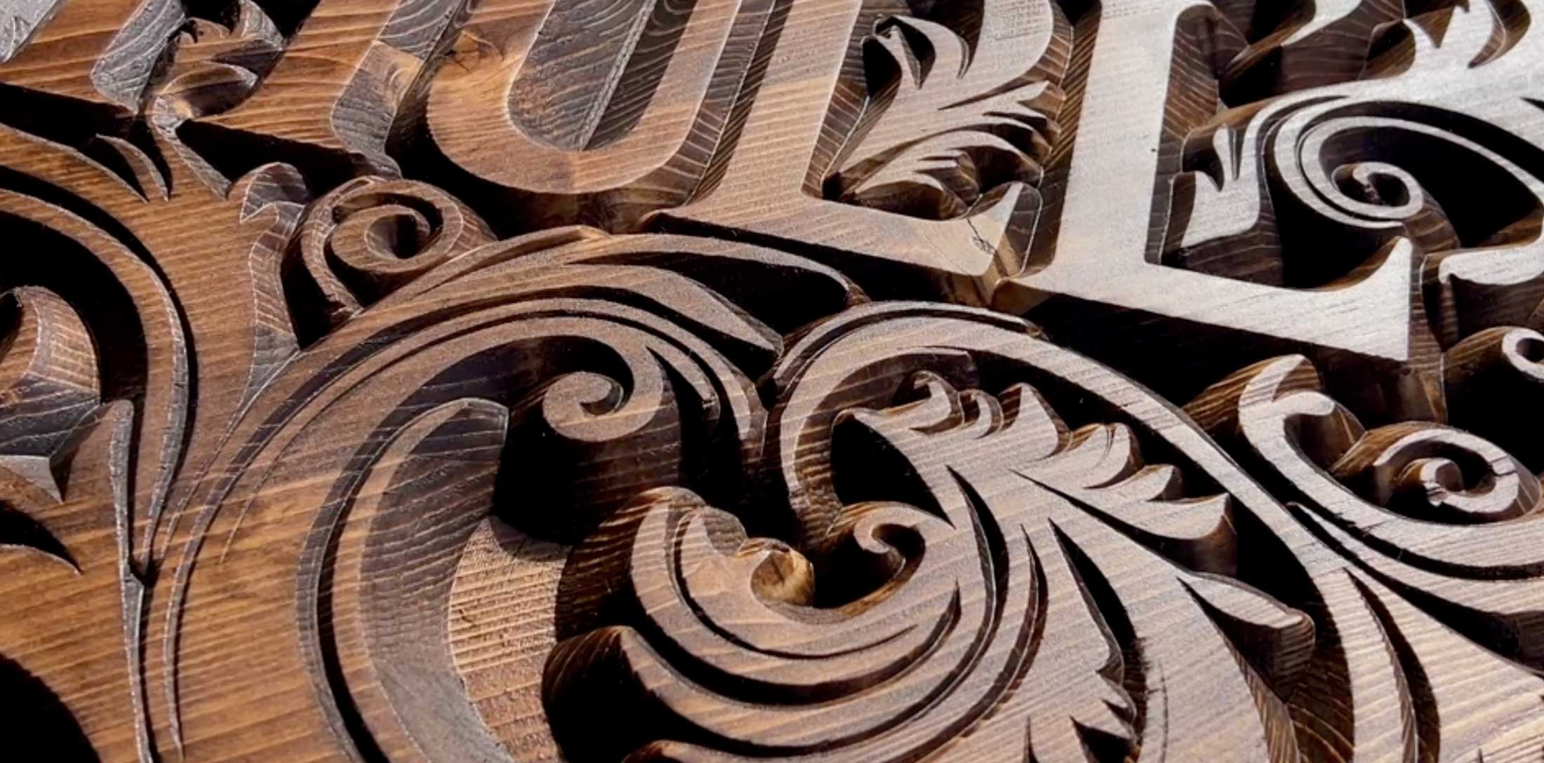 Vcarve wooden hull sign with lots of detail