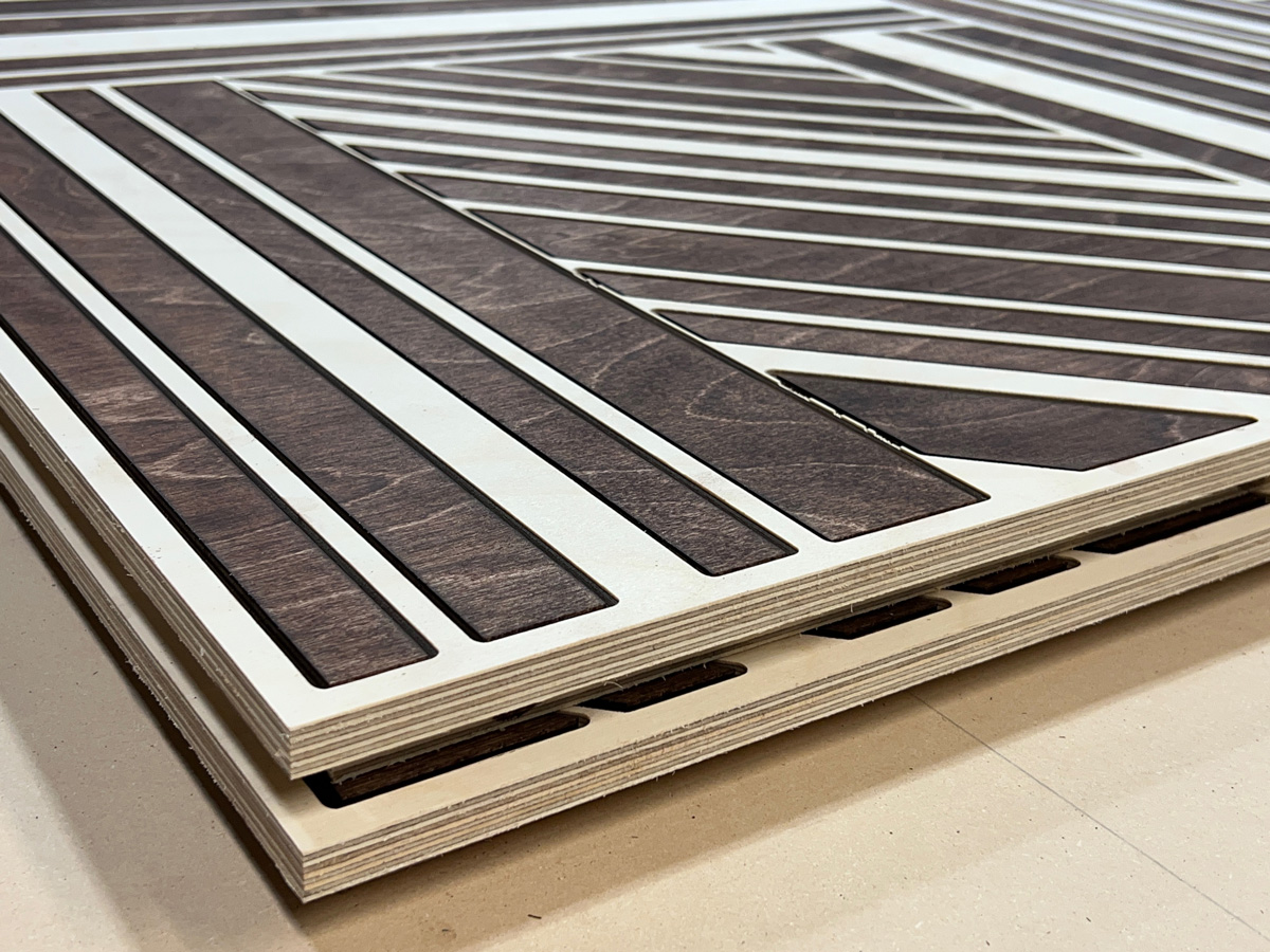 Baltic birth plywood being used as a reverse template