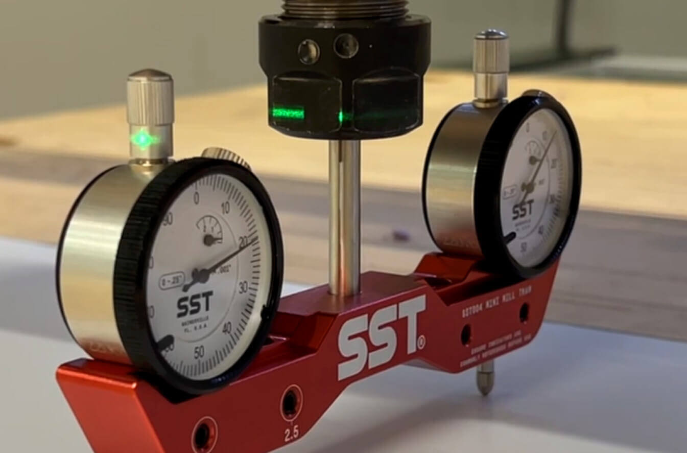 A spindle tool used to measure the trim and tram of the machine by SST tools